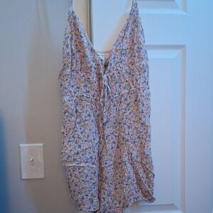 Aeropostale Floral Print Jumpsuit in Blue and White